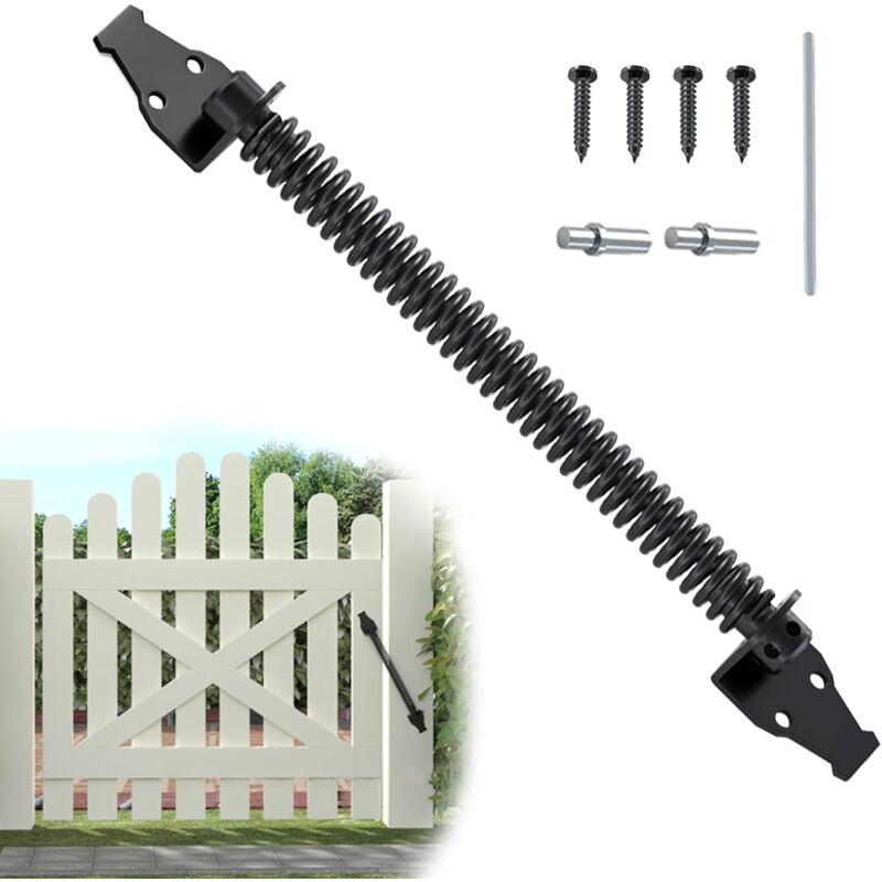 Ahlsen - Ferme-porte automatique, ferme-porte automatique à ressort Ferme-porte réglable, noir, longueur 36 cm