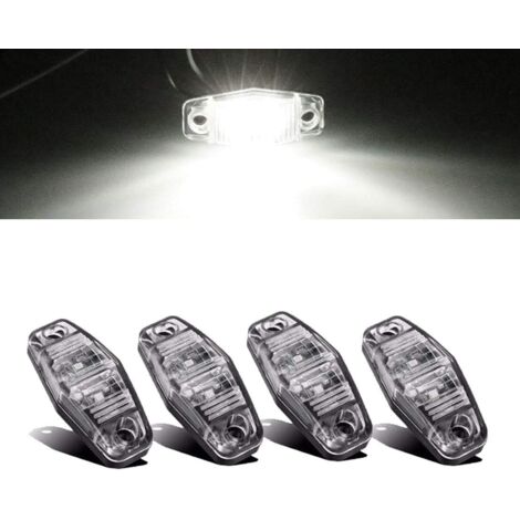 AHLSEN Feux de Gabarit Latéraux, Feux Étanches Lampes Latérales 2 LED Imperméable Feux De Dégagement pour 12V 24V Universel Camion Remorque Lorry Caravan Bus - 4Pcs Blanc
