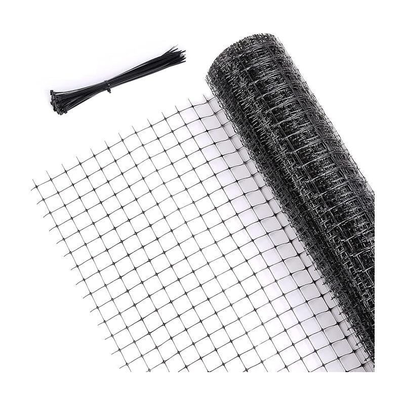 Filet de jardin noir robuste anti-oiseaux 2,1 m x 20 m, filet de protection pour feuillage, filet d'arbre réutilisable pour clôture de protection des