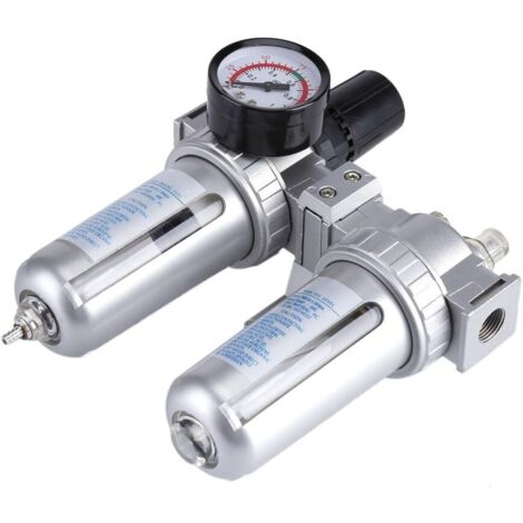 Ahlsen Filtre à air comprimé Régulateur de Séparateur d'huile/Eau Compresseur Régulateur pneumatique Lubrificateur Séparateur Eau-Huile Séparateur pour système d'outils pneumatiques SFC300 3/8 ''