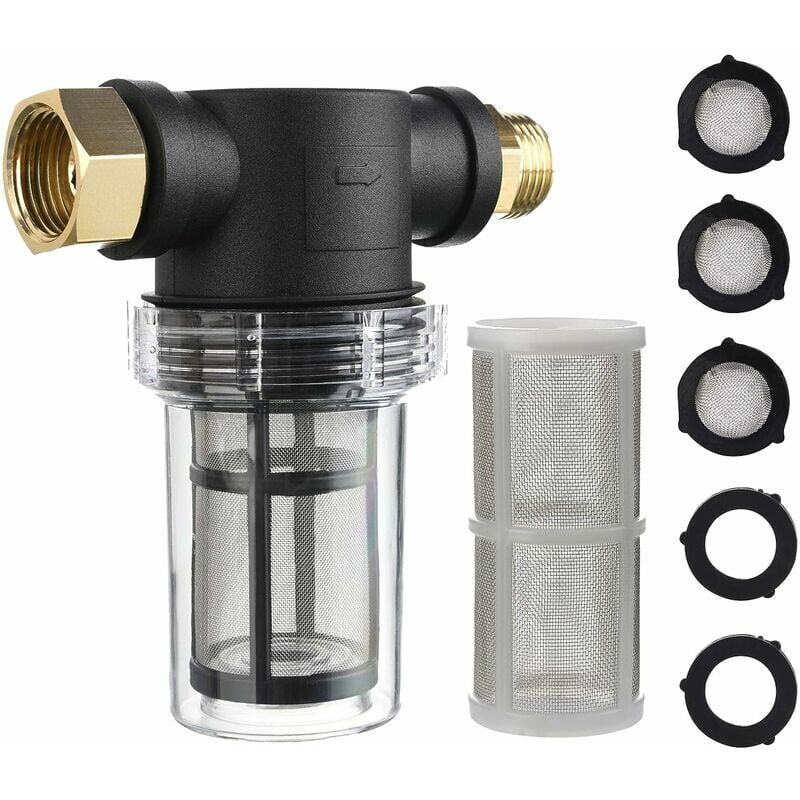 Ahlsen - Filtre de tuyau d'arrosage pour entrée d'eau de nettoyeur haute pression, filtre en ligne pour sédiments, écran 40 mailles, 100 mailles