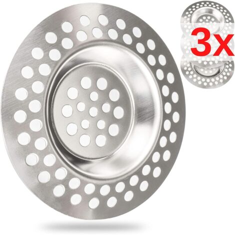 Ahlsen Filtros de desagüe, juego de 3, Ø 70 mm, filtros de fregadero con ajuste optimizado, rejilla para desagüe de bañera