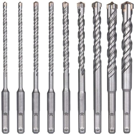 Ahlsen Forets à Béton, 9PCS (5 mm  16x160 mm) Foret Carrelage, à Percussion Électrique SDS-Plus pour Perforateur, Forets Transversaux, Brique, Pierre, Naturelle, Métal