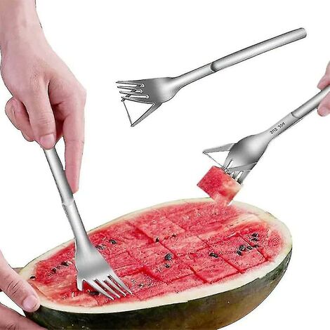 Trancheuse à fourchette neutre en acier inoxydable, coupe-fruits, outil de  coupe de melon à fourchette, gadget de cuisine, 2 en 1