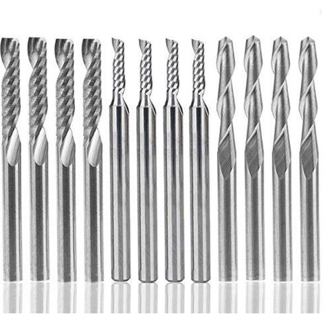 Ahlsen Fresa de extremo de carburo de tungsteno de 12 piezas: herramientas CNC para nailon, resina, ABS, acrílico y madera