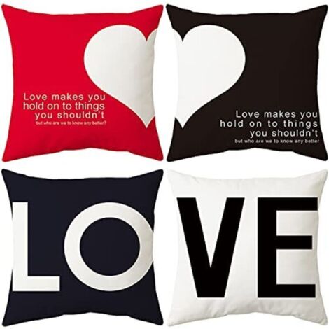 Ahlsen Funda de cojín 45x45cm Funda de cojín de sofá Moderna Fundas Hermosas Cojín de Coche Sofá Protector de decoración del hogar (Terciopelo Amor)