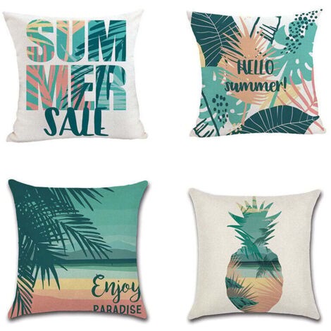 Ahlsen Funda de cojín Animales Flores Vida marina Plantas tropicales Funda de cojín para sofá Hogar Sala de estar Dormitorio Decoración del hogar 45x45 cm Juego de 4