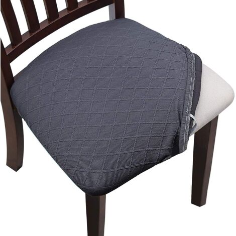 Ahlsen Funda elástica para asiento de silla de jacquard elástico, funda para silla en relieve para comedor (gris, 6)