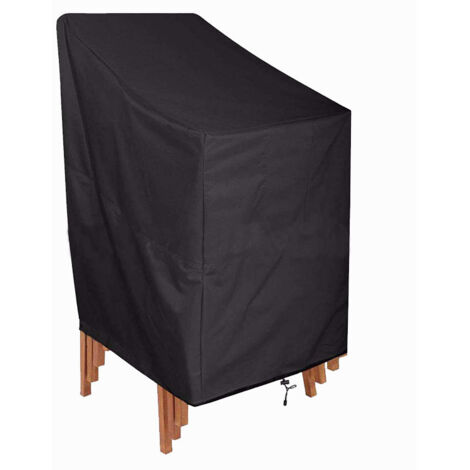 Ahlsen Funda impermeable apilable para silla de jardín, funda de tela Oxford para sillas de jardín y balcón, funda para silla de jardín resistente al viento y a los rayos UV - 64 x 64 x 70/120 cm