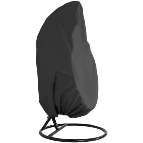 Ahlsen Funda para silla colgante 190x115cm Funda para silla colgante Funda para silla colgante tipo huevo Impermeable A prueba de polvo Resistente a los rayos UV Jardín al aire libre (Negro)