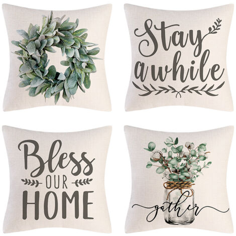 Ahlsen Fundas de almohada para decoración de granja, 18.0 x 18.0 in, juego de 4 fundas de almohada, cojines, decoraciones de granja para sofá
