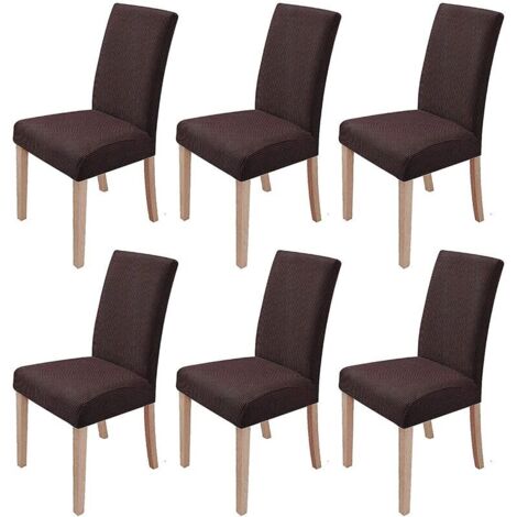 Ahlsen Fundas para Sillas Elásticas, Paquete de 6 Fundas para Sillas Lavables Extraíbles para Comedor Moderno, Oficina, Banquete, Fiesta de Bodas, Fundas para Sillas Elásticas (Marrón Oscuro)