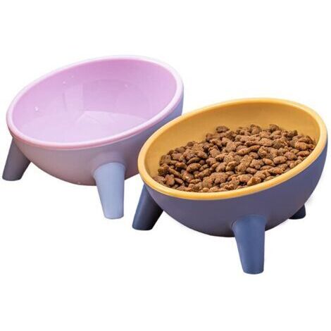 Ahlsen Gamelle Chat Surélevée pour,Gamelle pour Chat avec Angle d'inclinaison de 15°,Fournir de la Nourriture et de l'eau aux Chats et aux Chiots (Rose+Jaune)