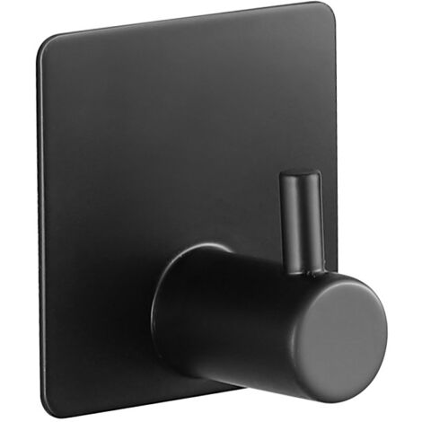 Ahlsen Ganchos Adhesivos de Pared, Pack de 4, Ganchos Adhesivos 3M, Colgadores para Cuadros de Acero Inoxidable, Sin Taladrar, Toallero para Baño, Salón, Dormitorio y Cocina, Negro
