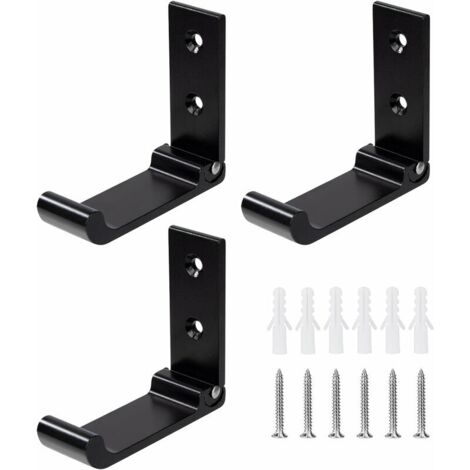 Ahlsen Ganchos de pared plegables, paquete de 3 ganchos plegables para auriculares Perchero invisible de aleación de aluminio para oficina, dormitorio, cocina, baño, 15 kg (negro) - MODOU