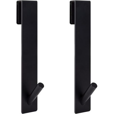 Ahlsen Ganchos para puerta de ducha, ganchos para toallas sin perforación, toallero con capas de espuma para puerta de baño de vidrio sin marco, negro (paquete de 2)