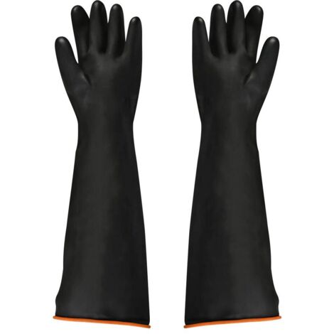 Ahlsen Gants en Latex résistant aux Produits Chimiques en Caoutchouc, résistant aux acides/alcalins/travaux de sécurité Industrielle, Gants de Protection Longs, Noir, 1 Paire