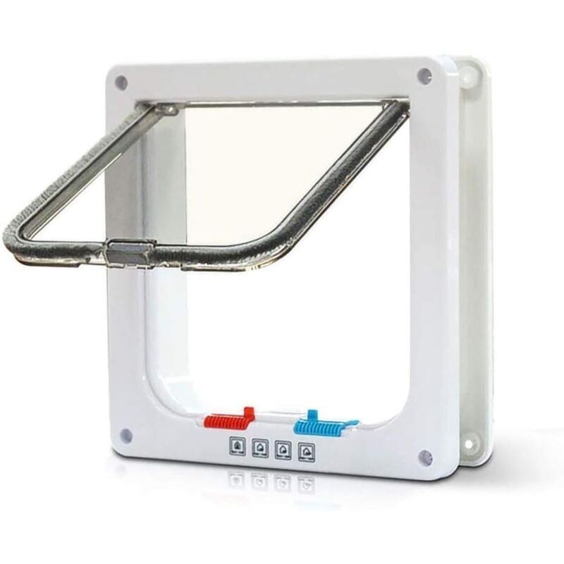 Ahlsen - Gatera para gatos de 4 posiciones, gatera con cubierta de túnel, recortada, gatera para perros, gatera para gatos, puerta para gatos con