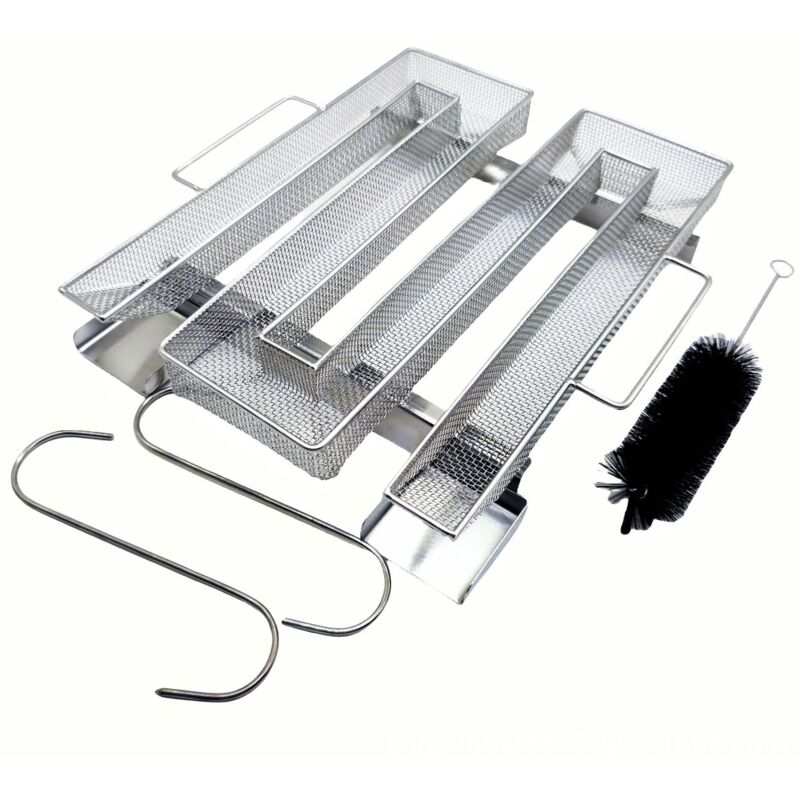 Ahlsen - Générateur de fumée froide en acier inoxydable avec 2 crochets à viande + 1 brosses de nettoyage - Fumoir pour barbecues, barbecues, fumoirs