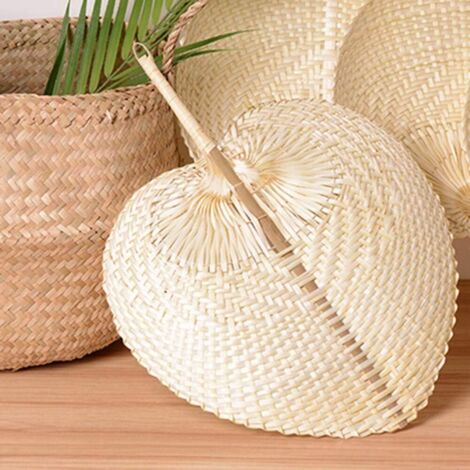Ahlsen Gewebter Fächer, handgefertigter Palmblatt-Fächer, natürlicher Palmblatt-Fächer im chinesischen Stil für den Sommer