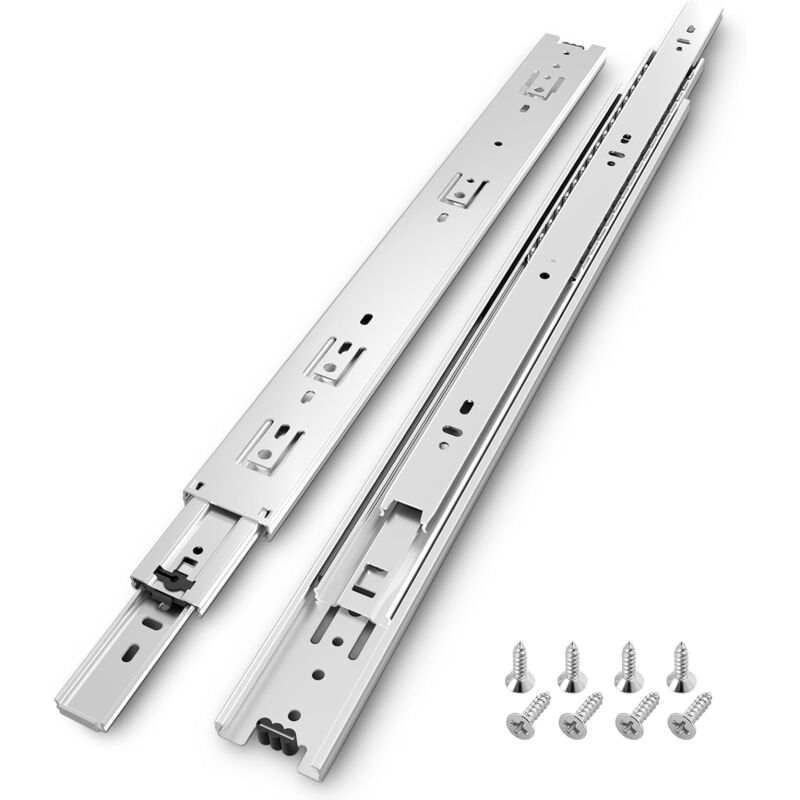Ahlsen Glissière de tiroir en argent, capacité de charge jusqu'à 45 KG, zinguée, avec roulement à billes 350mm(2 pièces)