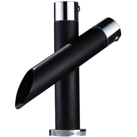 Ahlsen Grifo de baño negro creativo, grifo de fregadero de cobre lleno, grifo de baño, fregadero frío y caliente, grifo individual sin tubería de entrada de agua