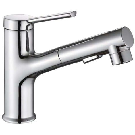 Ahlsen Grifo de cocina con ducha extraíble, grifo para fregadero con ducha, grifo de cocina con ducha de latón orientable a 120°, apto para agua fría y caliente