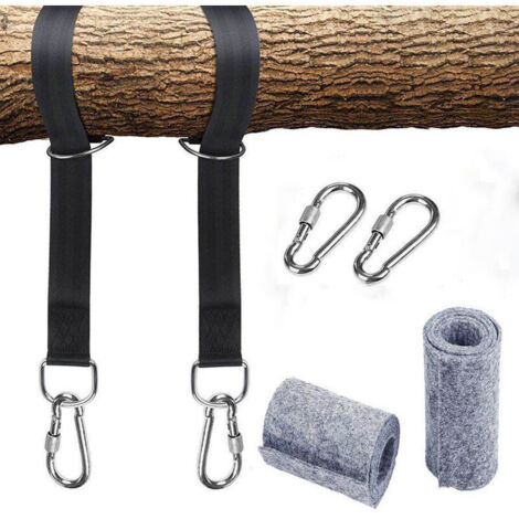 Ahlsen Hängematten-Aufhängegurt-Set mit 2 robusten Karabinern und D-Ringen, Baumschutzpolster