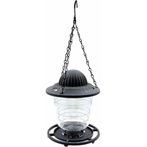 Ahlsen Hängender Vogelfutterspender, automatischer Vogelfutterspender – faltbarer Vogelfutterspender für kleine bis mittelgroße Vögel, 13 x 13 x 17 cm, grau
