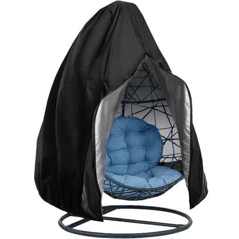 Ahlsen Hängesessel-Überzug, Schutzhülle aus Rattan-Gartenmöbeln für Eier-Hängesessel, wasser- und staubabweisend - 190 x 115 cm (Schwarz)