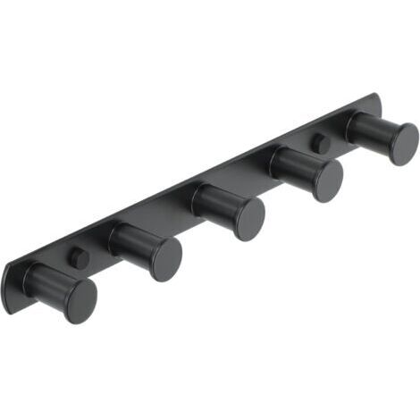 Ahlsen Handtuchhaken, Wandgarderobe für Bad und Küche, Schraubhaken, Wandgarderobenhaken mit 5 Haken, mattschwarze Edelstahl-Oberfläche