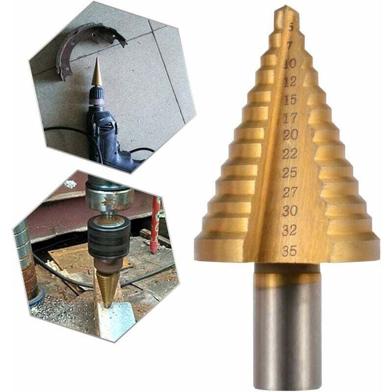 Image of Ahlsen - Hochgeschwindigkeitsstahl-Stufenbohrer, Titan-Rundschaft-Kegelbohrer