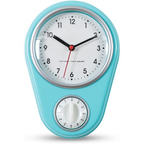 Ahlsen Horloge Murale de Cuisine, chronométrage précis, Facile à Lire et élégante, avec minuterie, minuteries de Cuisine en ABS, intemporelles, Bleu