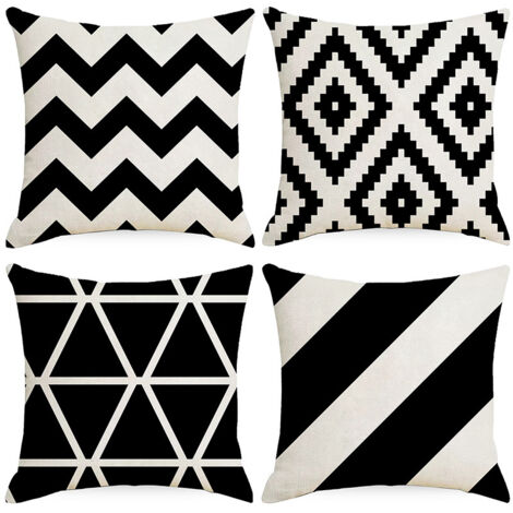 Ahlsen Housse de Coussin Géométrique Motif Taie d'oreiller pour Canapé Maison Salon Chambre Décoration D'intérieur,45x45cm Noir