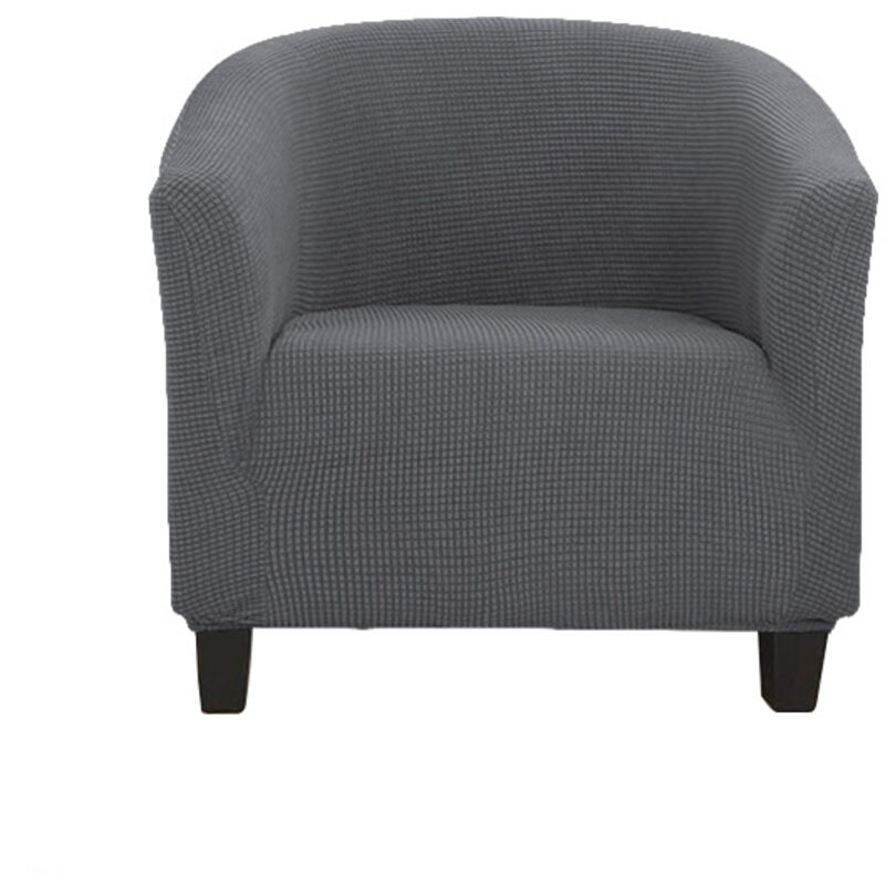 Housse de fauteuil extensible jacquard avec accoudoirs pour fauteuil de café, chaise de club, fauteuil de relaxation, housse extensible (gris foncé)