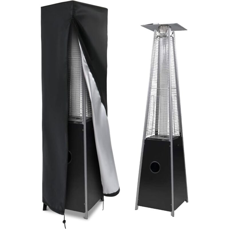 Housse de protection pour chauffage de terrasse en tissu Oxford 420D pour chauffage pyramidal, imperméable, très résistante, noire, 221 x 61 x 53 cm