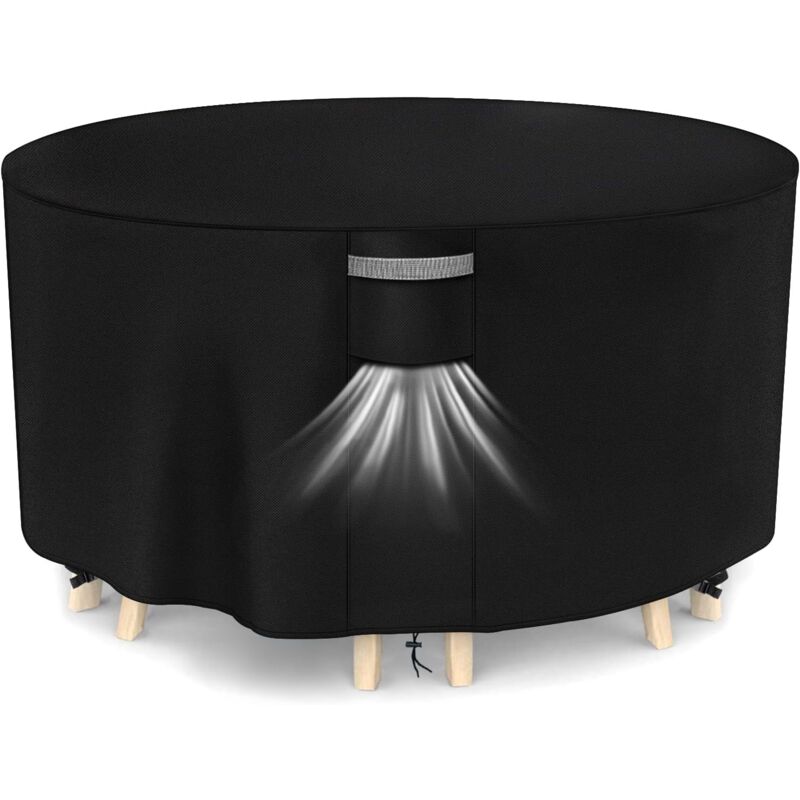 Housse Salon de Jardin Exterieur Imperméable, Tissu Oxford 600D, Coupe-Vent, Anti-UV Housse de Protection Table de Jardin avec Grilles D'aération,