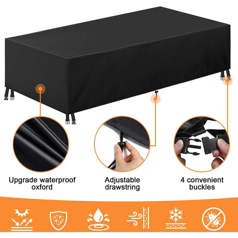 Ahlsen Housse Salon de Jardin,Housse de Table Jardin Rectangulaire,Couverture de Protection Meubles Bâche Salon de Jardin Imperméable Anti-UV