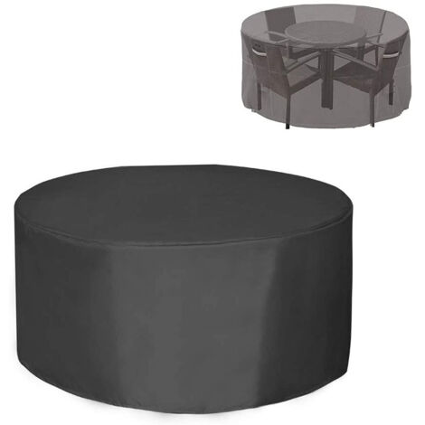 Ahlsen Housse Table de Jardin Ronde Bache Salon Jardin Exterieur Imperméable Anti-UV Oxford Robuste Bache Table et Chaise de Jardin 230X110CM