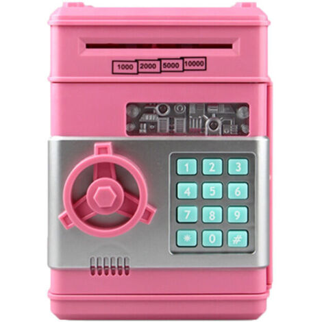 Ahlsen Hucha electrónica automática con ruedas para cajero automático con caja fuerte combinada para niños, niñas, regalos de cumpleaños y Navidad (rosa)