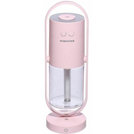 Ahlsen Humidificador de escritorio Rare Pearl, mini humidificador, humidificador silencioso, humidificador de luz nocturna, humidificador de iones negativos, humidificador USB, rosa