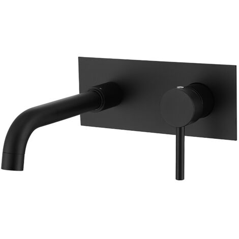 Ahlsen In die Wand eingelassener Waschbeckenhahn, warmer und kalter Badezimmerschrank, heißer und kalter Waschbeckenhahn, schwarz