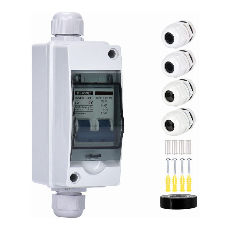 Ahlsen - Interrupteur de déconnexion dc 40A, couvercle de protection Transparent, disjoncteur Miniature avec boîte de Distribution IP65, 1000V