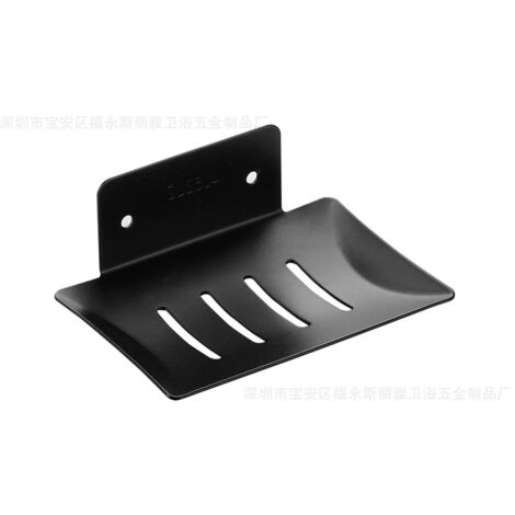 Ahlsen Jabonera de pared, jabonera de ducha de acero inoxidable autoadhesiva montada en la pared con protector de jabón, negro