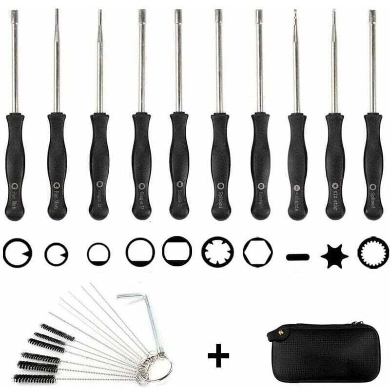 Jeu de 10 tournevis carburateur + sac eva + brosse de nettoyage, jeu d'outils pour le réglage du carburateur Outil tournevis pour carburateur - Ahlsen