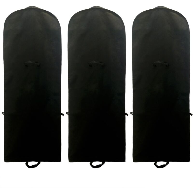 Ahlsen - Jeu de 3] 180 cm Housse de Protection Respirante pour Vêtements Longs et Robes de Mariée, pour Robes, Costumes, Manteaux, Vestes etc, Noir