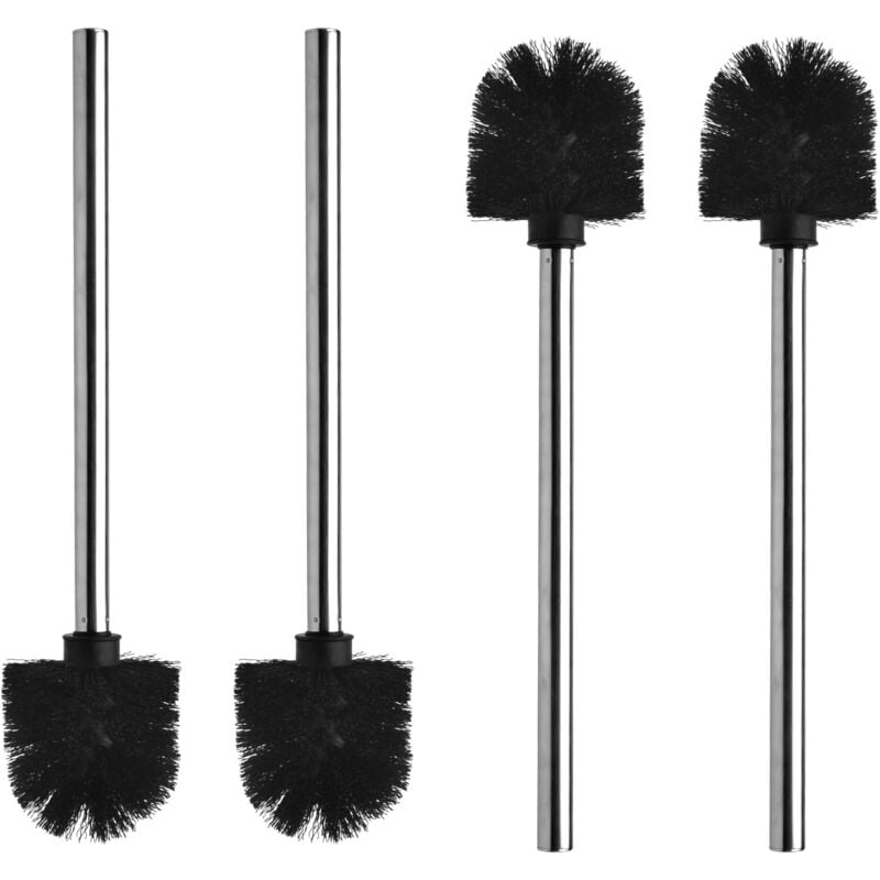 Ahlsen - Jeu de 4 Brosses à Toilettes, Brosse à chiotes de 7.5 cm de diamètre, Balai de Nettoyage pour wc avec Manche en Acier Inoxydable, Balayette