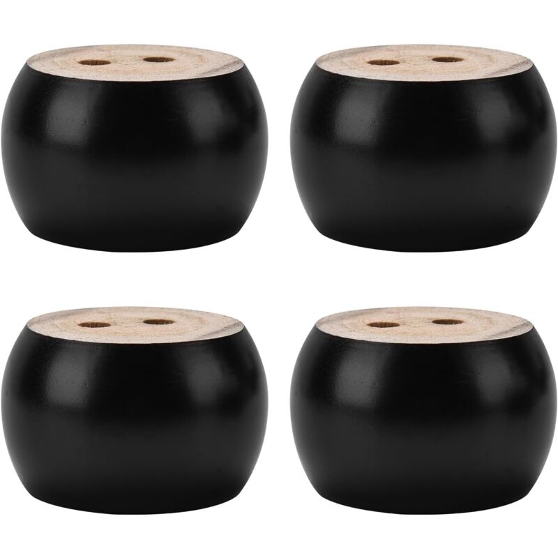 Ahlsen - Jeu de 4 pieds de meubles en bois massif tourné noir de 5 cm, vis non comprises, pour canapés, armoires et fauteuils de relaxation.