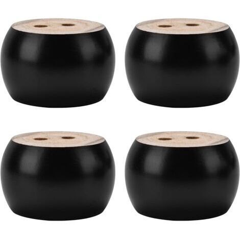 Ahlsen Jeu de 4 pieds de meubles en bois massif tourné noir de 5 cm, vis non comprises, pour canapés, armoires et fauteuils de relaxation.