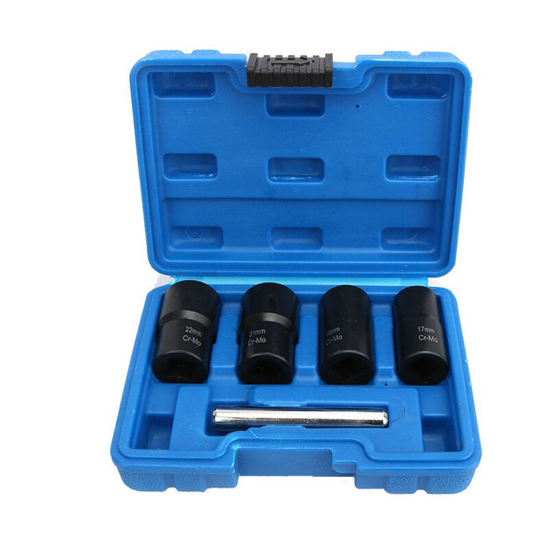 Ahlsen - Jeu de 5 douilles torsadées, 1,27 cm extracteur de boulons endommagés pour retirer les écrous de blocage de roue 17 mm, 19 mm, 21 mm et 22 mm